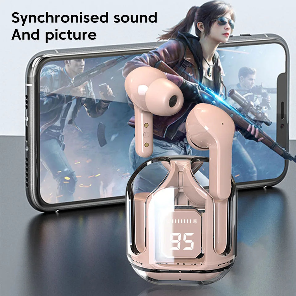 Air31 Wireless Bluetooth Earphone Transparent HIFl Headphones Digital Display Sports Gaming Noise cancelling headset For Phones