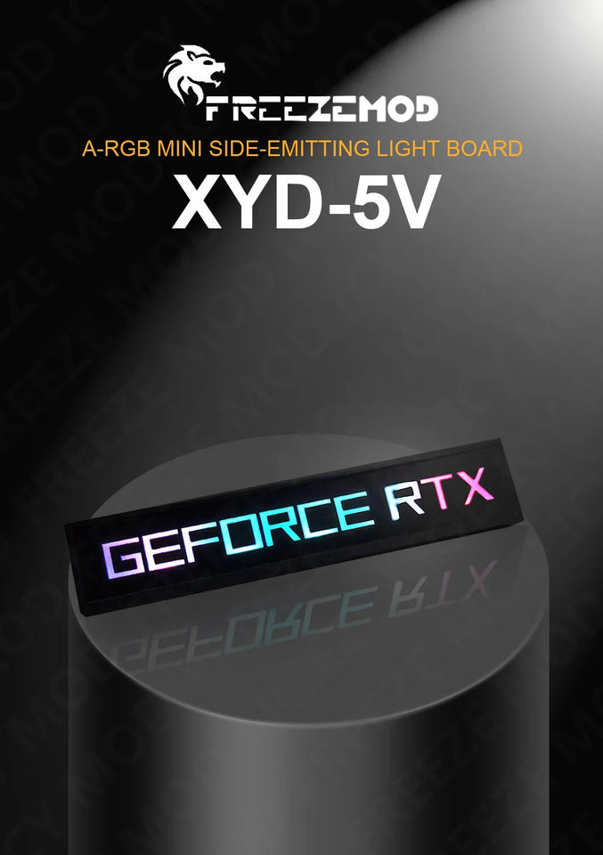 FREEZEMOD Mini VGA Side Light Panel 5V 3PIN A-RGB Graphics Card Luminous Nameplate PC Case Decorative Light Panel AURA SYNC