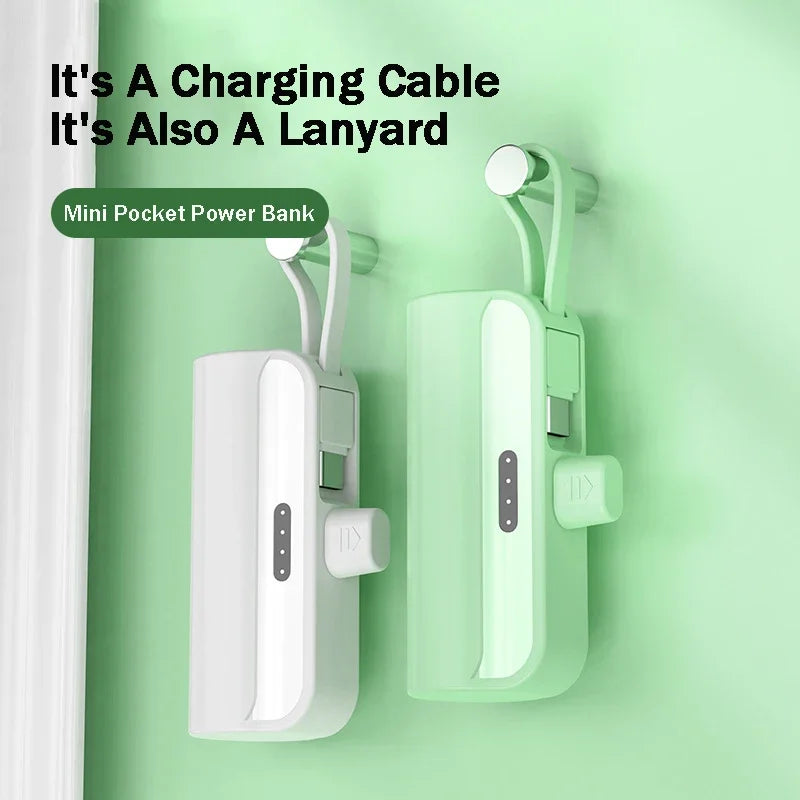 Power Bank 5000mAh Built in Cable Mini PowerBank External Battery Portable Charger For iPhone Samsung Xiaomi Spare Power Banks