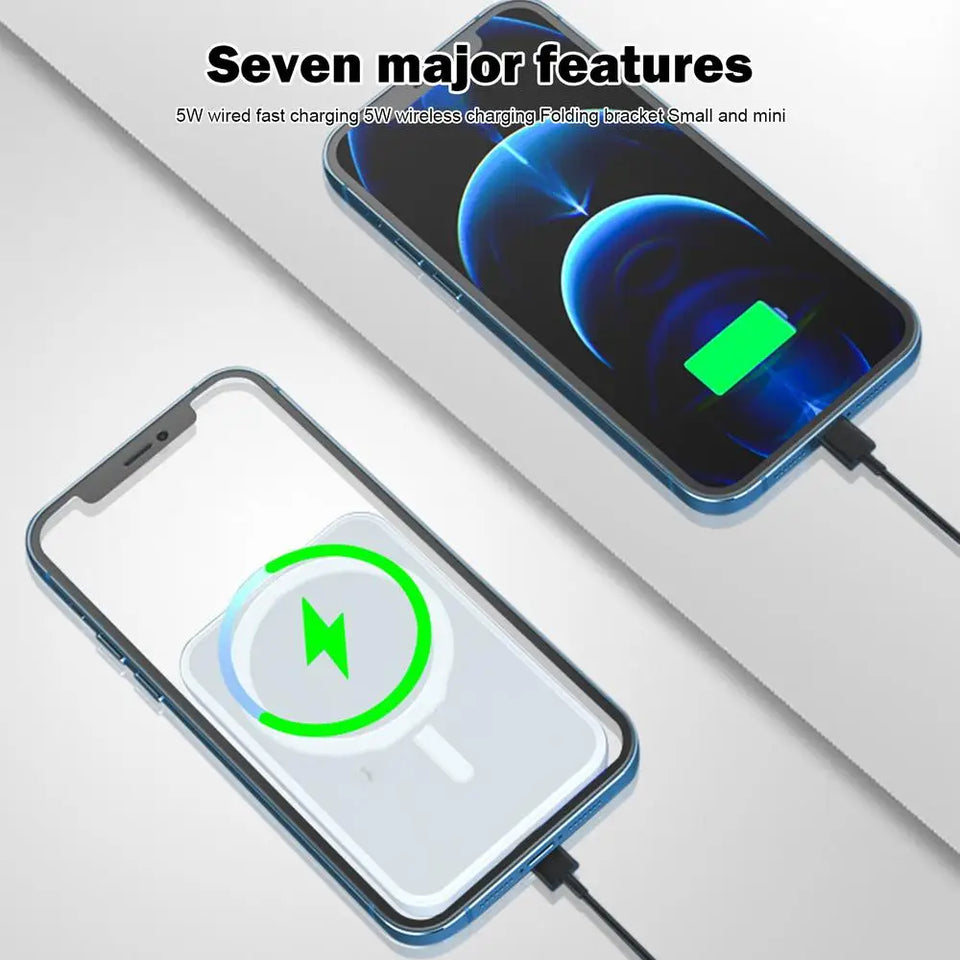 Power Bank Magnetic Foldable Compact Power Bank Portable Charger Fast Charging Large-Capacity Wireless Power Bank For Phone