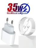 35w PD Original Fast Charger for iPhone 13 Pro 14 Plus 11 12 mini XS Max XR X iPad Air Quick Charging Cable USB-C Power Adapter