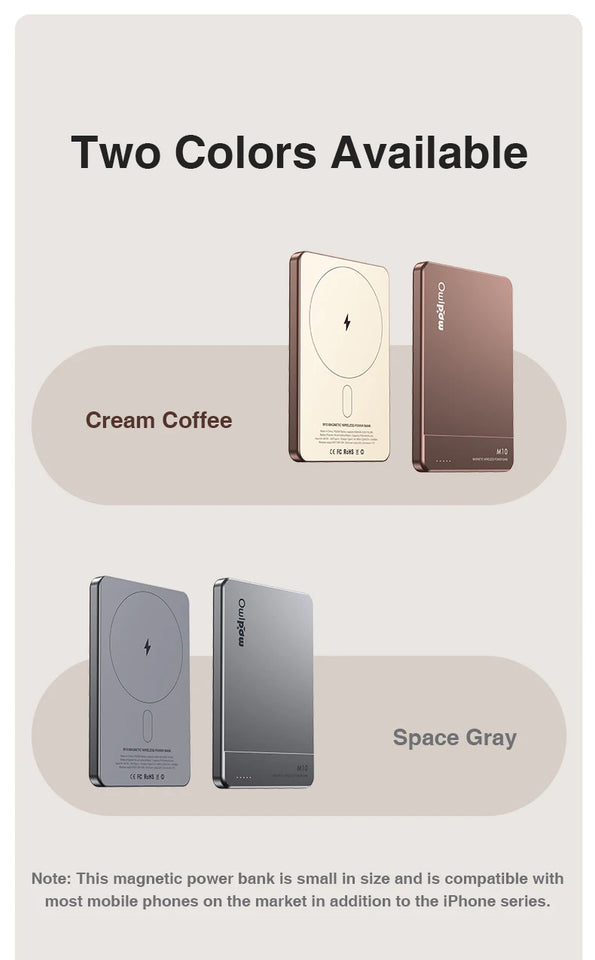 Magnetic Power Bank 5000mAh, Wireless Portable Charger, 20W Fast Charging Battery Pack with USB-C,Compatible iPhone Samsung