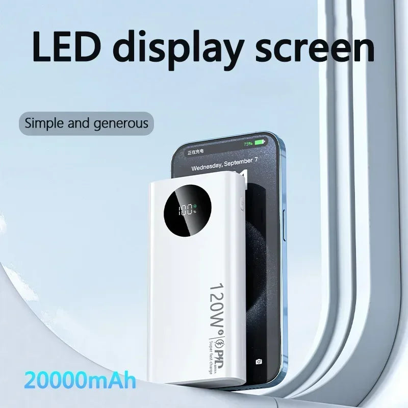 MAOLEI KJ-K30 20000mAh 120W Fast Charge Power Bank Type C USB External Battery for iPhone15 Pro Xiaomi 14 Samsung S23 Powerbank