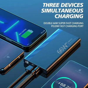 20000mAh Power Bank 66W Fast Charging Digital Display Rechargeable Battery Portable Suitable For IPhone Huawei Xiaomi Samsung