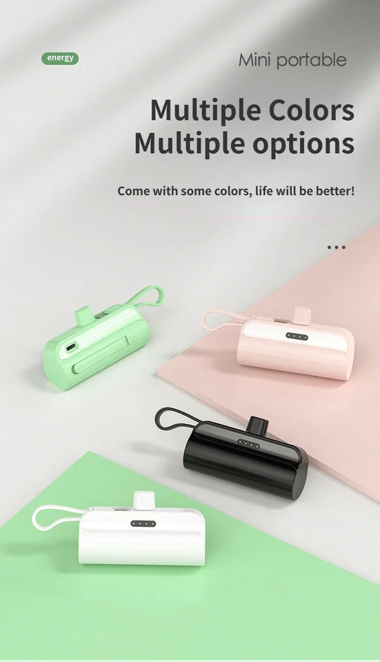 Power Bank 5000mAh Built in Cable Mini PowerBank External Battery Portable Charger For iPhone Samsung Xiaomi Spare Power Banks