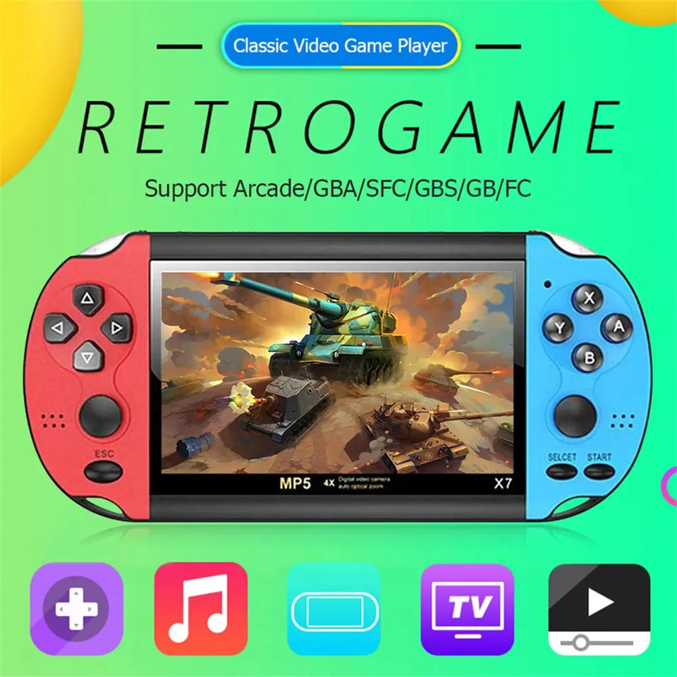 X7 Handheld Game Console With 10000+ Classic Games 1500mAh Rechargeable Battery Ideal Gift For Kids Game Player