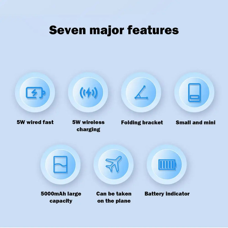 Power Bank Magnetic Foldable Compact Power Bank Portable Charger Fast Charging Large-Capacity Wireless Power Bank For Phone