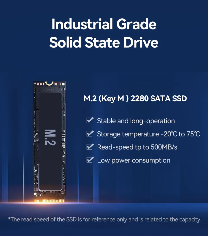 XCY Fanless Mini PC Intel Celeron J4125 DDR4 M.2 SSD RS232/485 2x LAN GPIO mPCIE 4G LTE 8x USB LVDS HDMI TPM 2.0 Windows 11