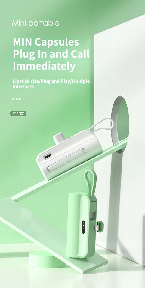 Power Bank 5000mAh Built in Cable Mini PowerBank External Battery Portable Charger For iPhone Samsung Xiaomi Spare Power Banks