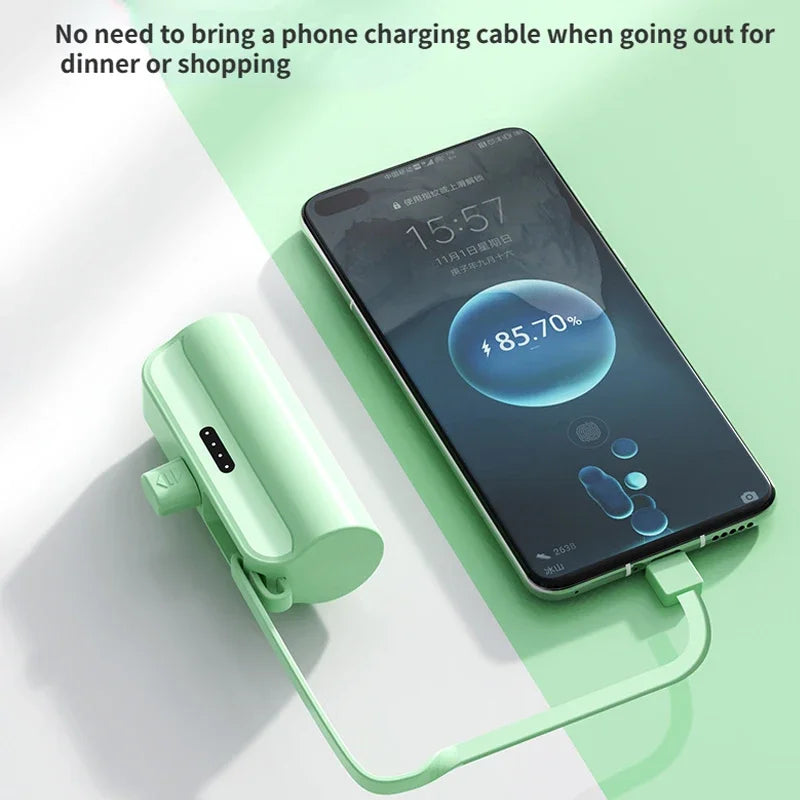 Power Bank 5000mAh Built in Cable Mini PowerBank External Battery Portable Charger For iPhone Samsung Xiaomi Spare Power Banks