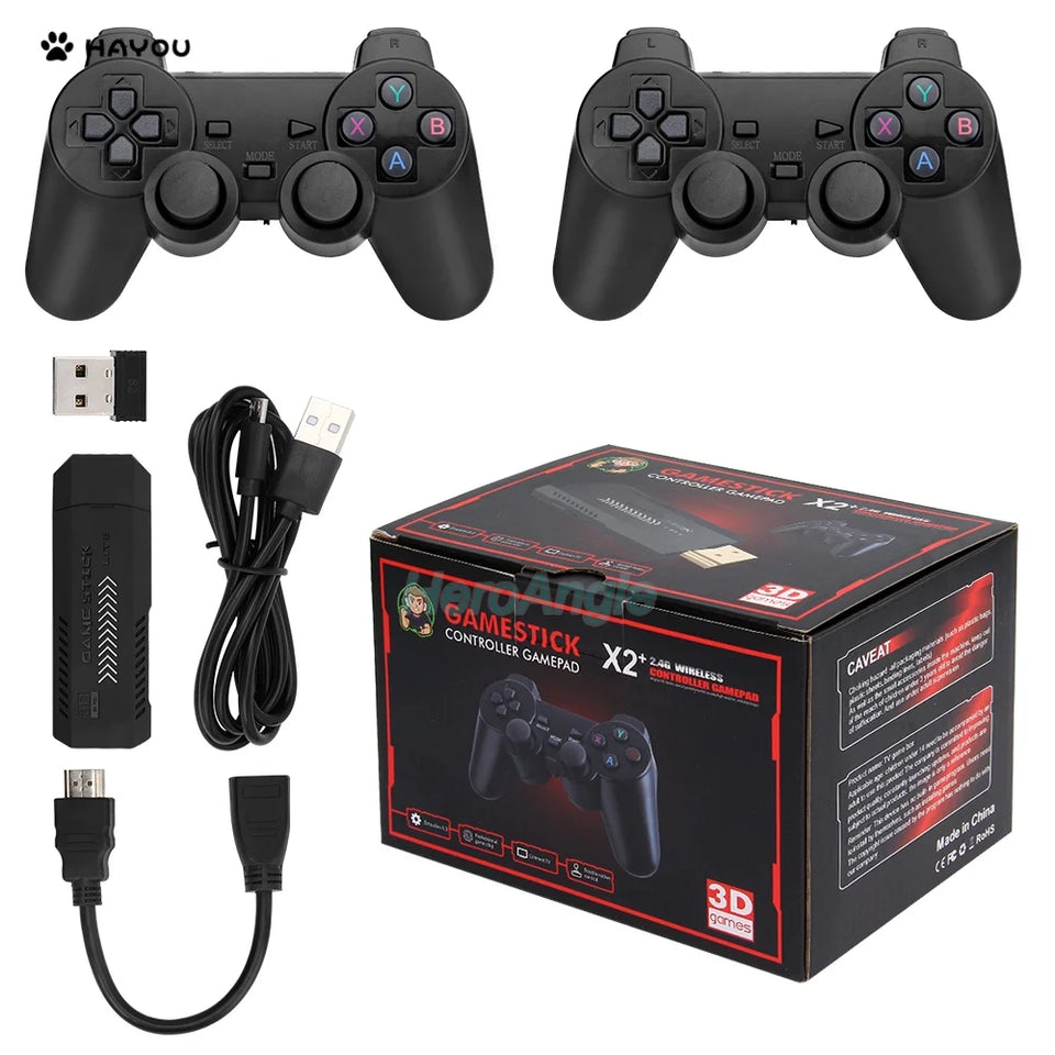 New X2 Plus Game Stick 4K GD10 Retro Video Game Console 2.4G Wireless Controller HD-Out 40000 Games For PSP/N64/PS1