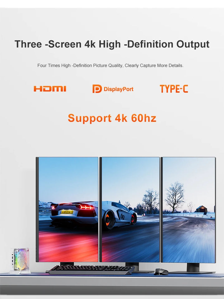 Topton Gaming Mini Computer D7 AMD Ryzen 9 7940HS ES Oculink 2*2.5G LAN 2*PCIe 2*DDR5 USB4 Windows 11 Colorful Desktop PC WiFi6