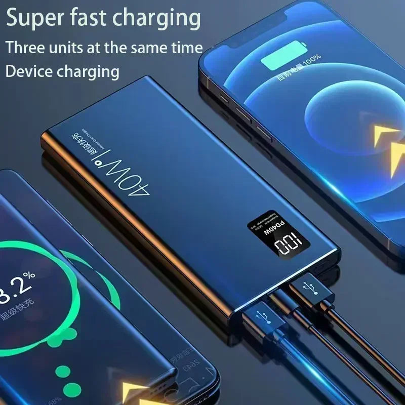 PD40W Super Fast Charging Power Bank Portable 10000mAh Digital Display External Battery Charger For IPhone Xiaomi Huawei QC3.0
