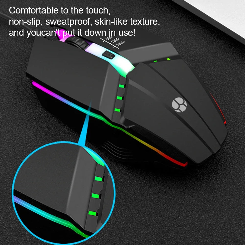 Universal USB Wired Gaming Mouse 1600 DPI 3 Buttons Game LED Optical Ergonomics Mouse For PC Laptop Computer Accessories