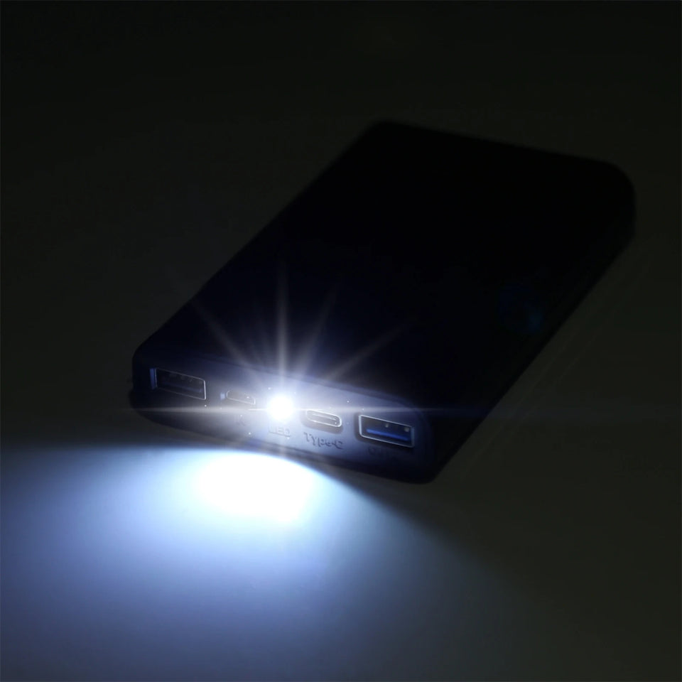 HAWEEL DIY 4x 18650 Battery (Not Included) 12000mAh Dual-way QC Charger Power Bank Shell Box with 2x USB Output & Display, Suppo