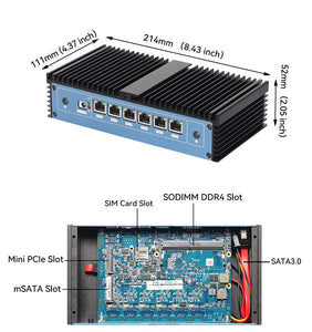 XCY Pfsense Firewall Router Mini PC Intel Core i7-6500U 6x Intel Ethernet i211AT LAN Ports Support WiFi 4G SIM Win 10/11 Linux