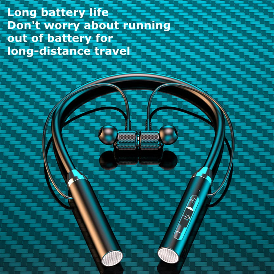 Wireless Neckband Headphones V5.2 Hifi Stereo Sports Neckband Headset Waterproof Earbuds For Outdoor Running 098