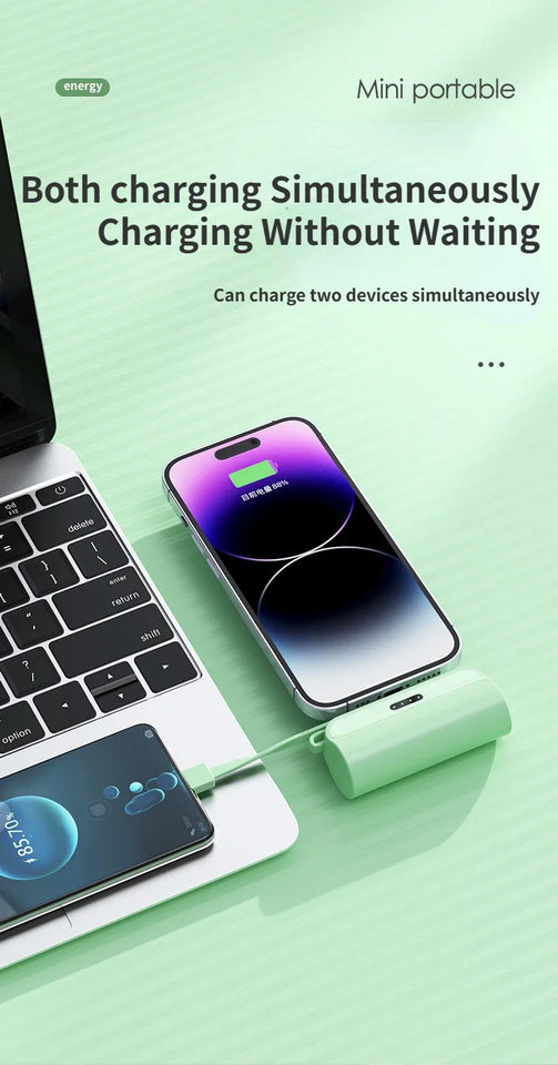 Power Bank 5000mAh Built in Cable Mini PowerBank External Battery Portable Charger For iPhone Samsung Xiaomi Spare Power Banks