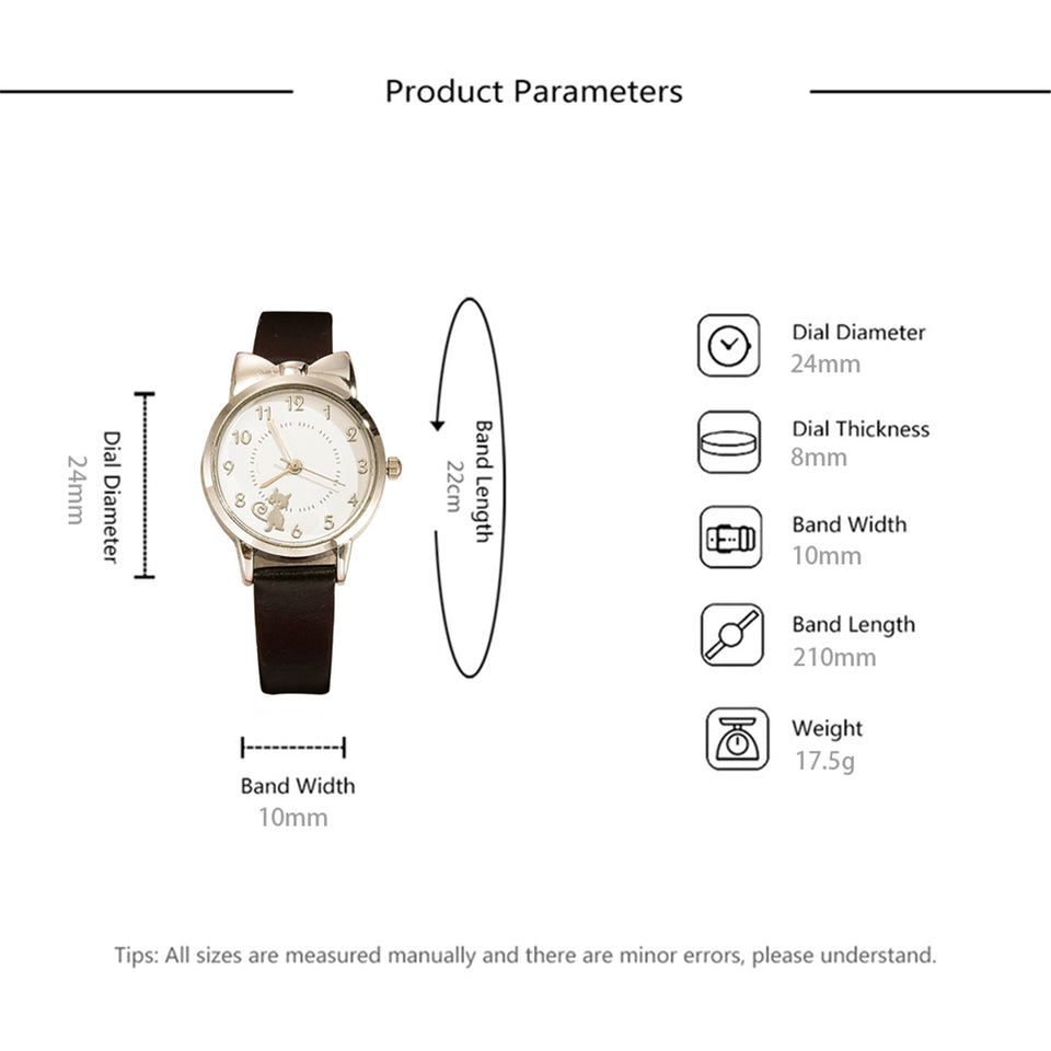 Korean Latest Design Cat White Ladies Trendy Quartz Watch Fashionable Simple Style Quartz Wristwatch Reloj Mujer Free Shiping