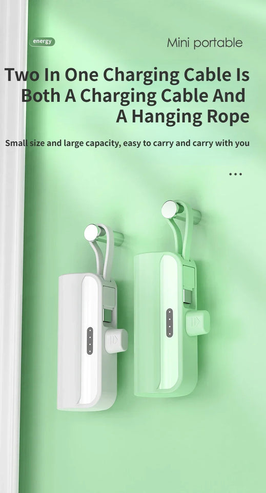 Power Bank 5000mAh Built in Cable Mini PowerBank External Battery Portable Charger For iPhone Samsung Xiaomi Spare Power Banks