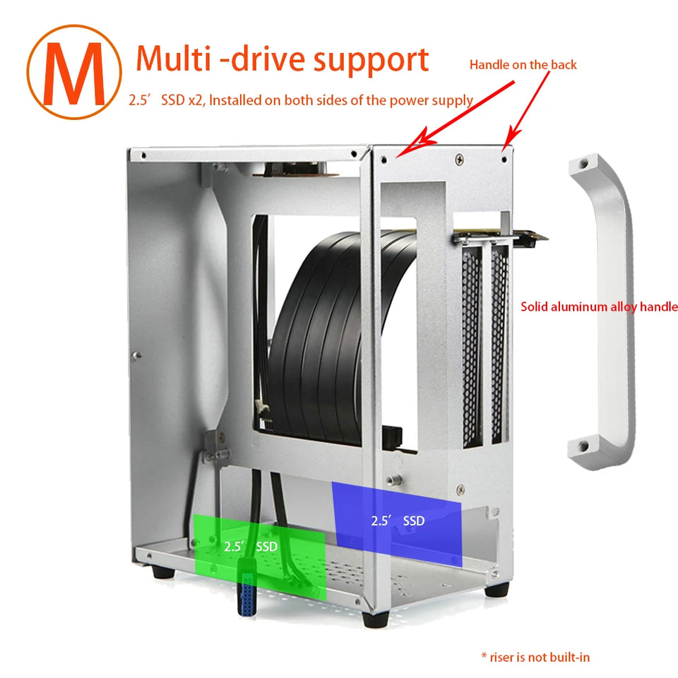 All Aluminum 2.0mm HTPC Mini ITX A4 Chassis Game Computer Support Graphics Card RTX2070 I5 Discrete Display Case K39 A07 A39