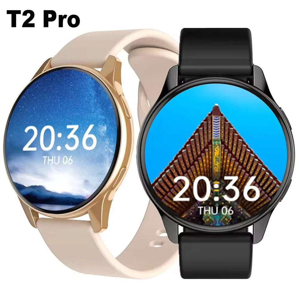 T2 Pro Smart Watch Round Screen Women Smartwatch Bluetooth Call Message Reminder Heart Rate Sleep Tracker Men Sport Wristwatch