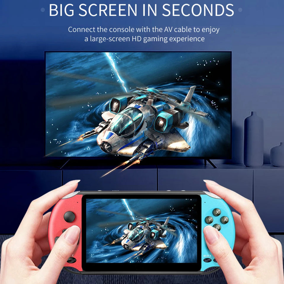 X12 Retro Handheld Game Console 5.1Inch HD Screen Portable Audio Video Player Supports 128-bit Games With More Than 2,000 Titles