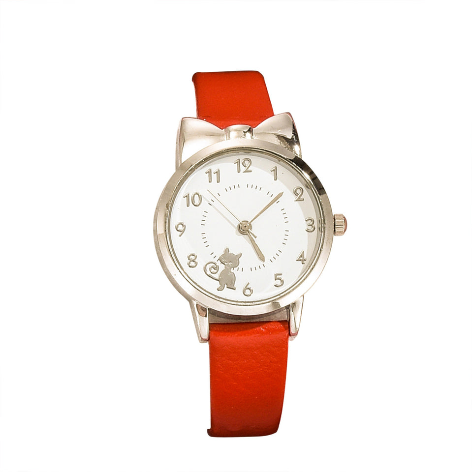 Korean Latest Design Cat White Ladies Trendy Quartz Watch Fashionable Simple Style Quartz Wristwatch Reloj Mujer Free Shiping