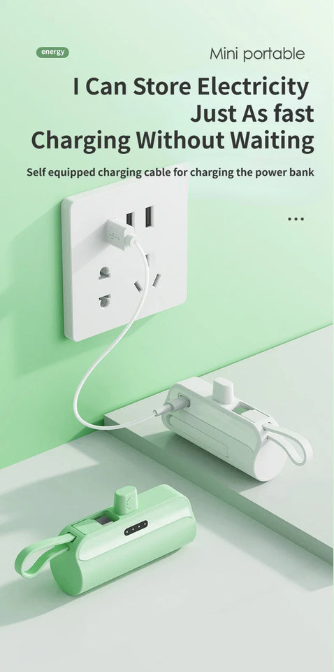 Power Bank 5000mAh Built in Cable Mini PowerBank External Battery Portable Charger For iPhone Samsung Xiaomi Spare Power Banks