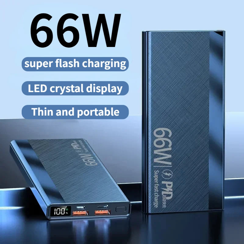 20000mAh Power Bank 66W Fast Charging Digital Display Rechargeable Battery Portable Suitable For IPhone Huawei Xiaomi Samsung