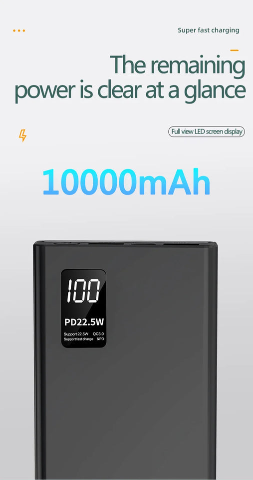 MAOLEI  KJ-K7Portable power bank，Compatible with Apple, Huawei, Xiaomi，Oppo fast charging，10000mAh，Bidirectional fast charging