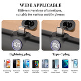 Mini Power Bank Portable 18.5W Fast Charge LED Display Lightning/Type-C Plug 5000mAh Capsule External Battery Pack Powerbank