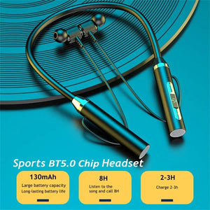 Magnetic Wireless Headphones Bluetooth 5.2 Neckband Earphones Silicone Hifi 12D Stereo Sports Headset Halter Waterproof Earbuds