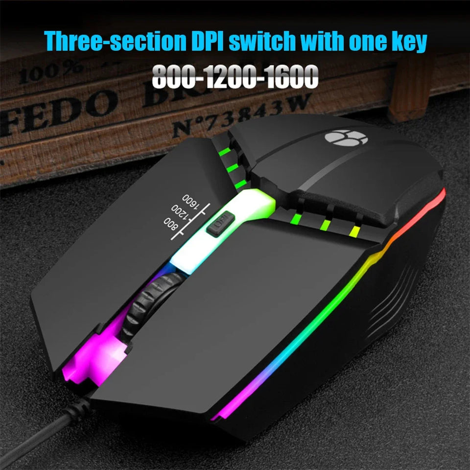 Universal USB Wired Gaming Mouse 1600 DPI 3 Buttons Game LED Optical Ergonomics Mouse For PC Laptop Computer Accessories