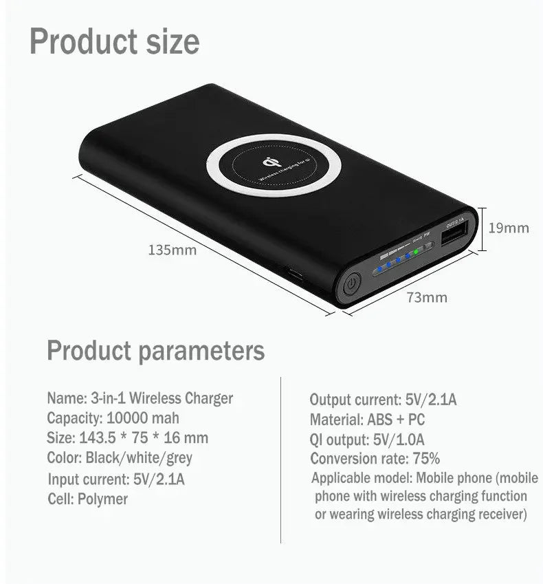 200000mAh Wireless Power Bank Two-way Super Fast Charging Powerbank Portable Charger Type-c External Battery Pack for IPhone