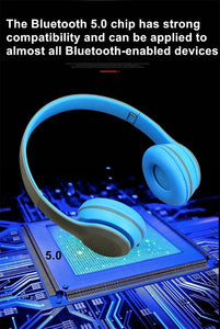 Bluetooth 5.0 Wireless Headphone Foldable HIFI Stereo Bass Earphone Kid Girl Helmet Gift With Mic USB Adaptor For iPhone TV Game